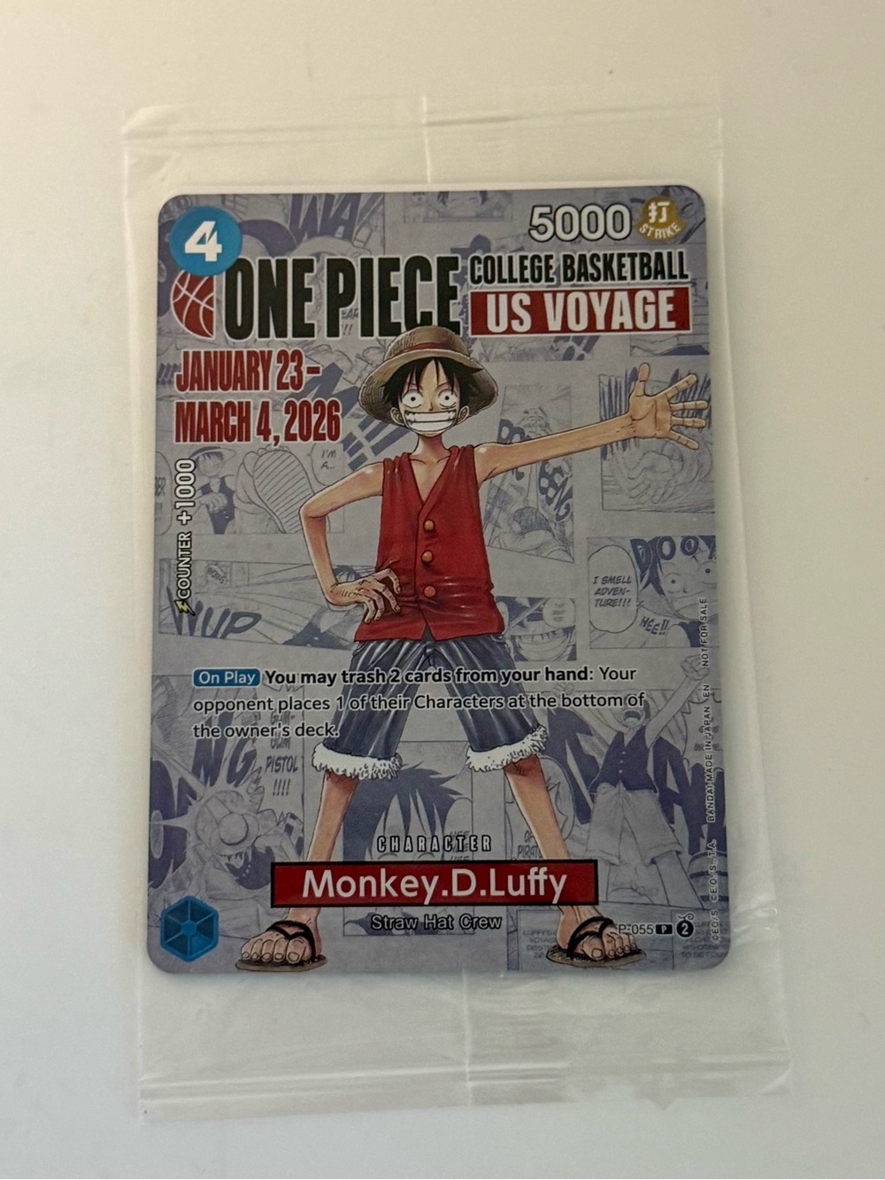 One Piece Promotion Card P-055 Monkey.D.Luffy(055) College Basketball US Voyage
